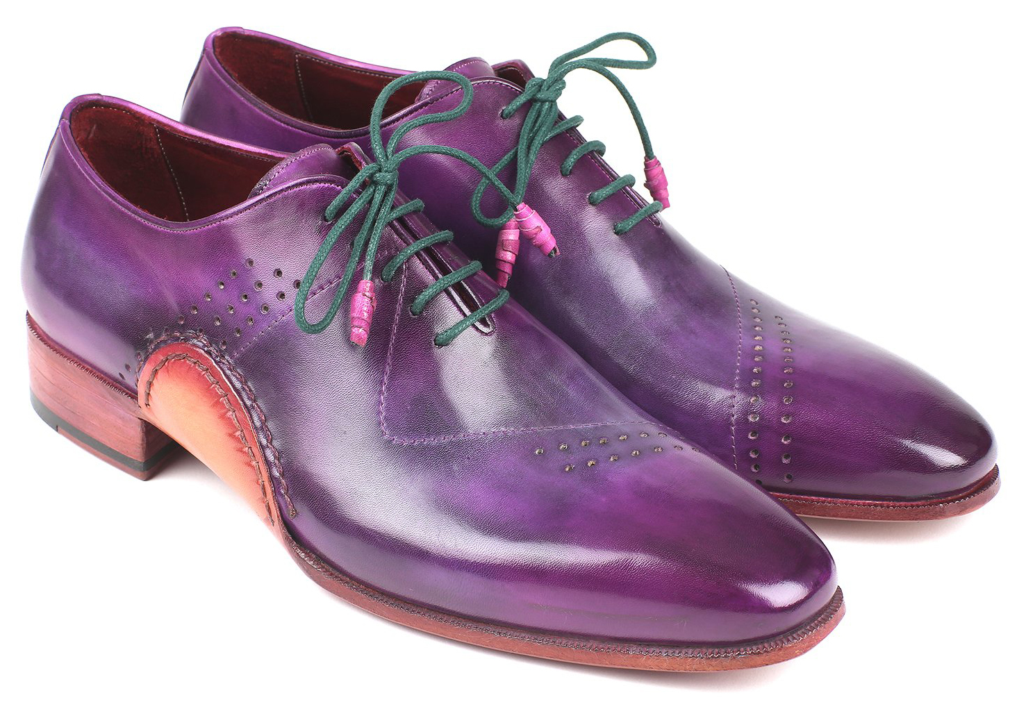 Paul Parkman ''OPK66KD" Purple Genuine Leather Opanka Stitched Oxfords Shoes.